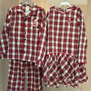 Disney Store Kids Plaid Pajama Set - Red and White